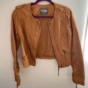Crop faux leather jacket